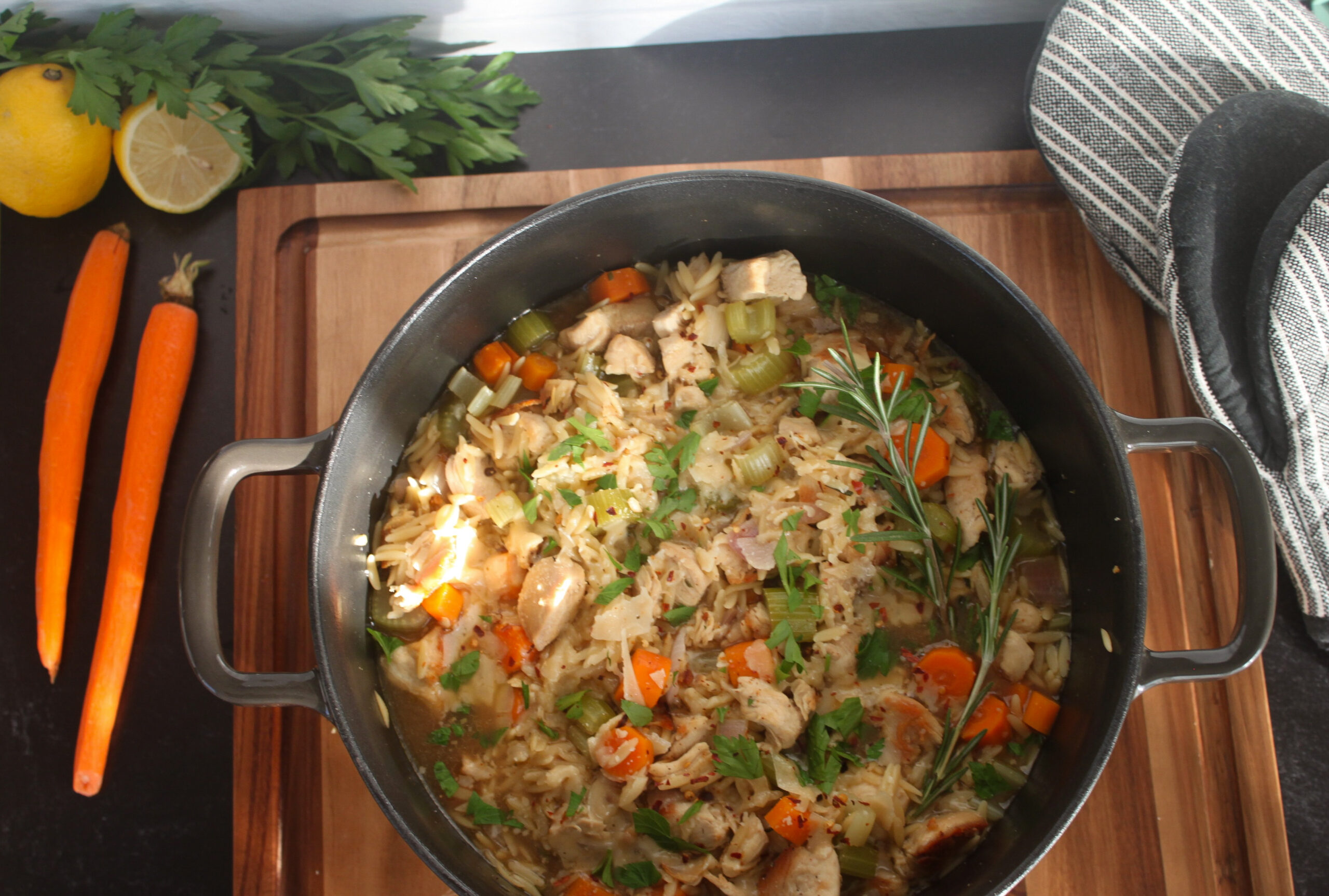 Lemon Chicken Orzo Soup